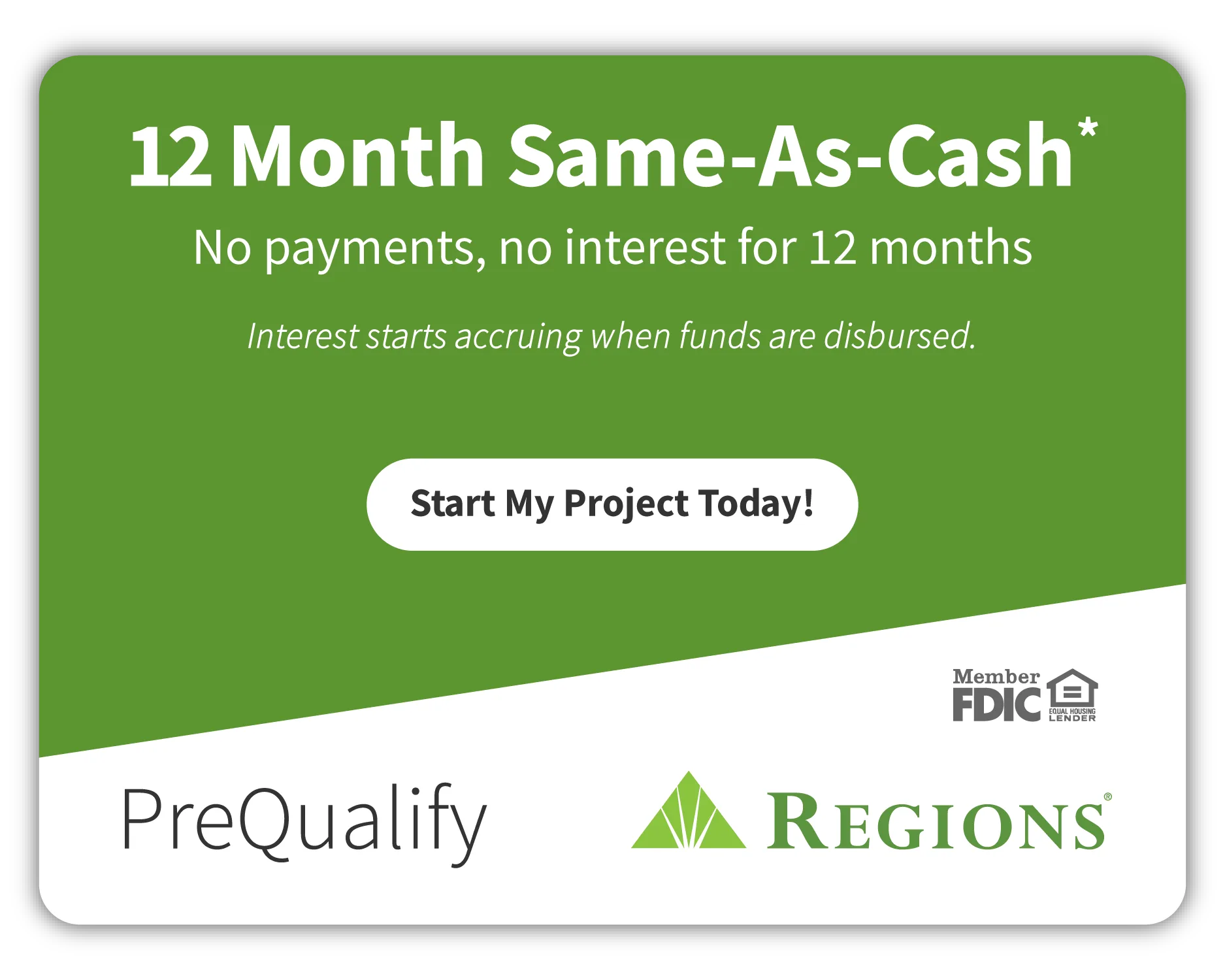 12 month same as cash financing